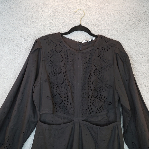 Walter Baker Hannah Black Eyelet Waist Cut Out Cotton Mini Dress Sz XL. - Picture 4 of 16